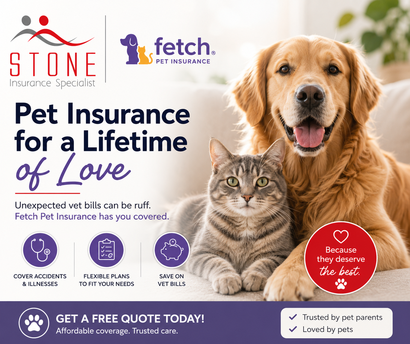 Stone Health and Fetch Pet Insurance — a lifetime of love